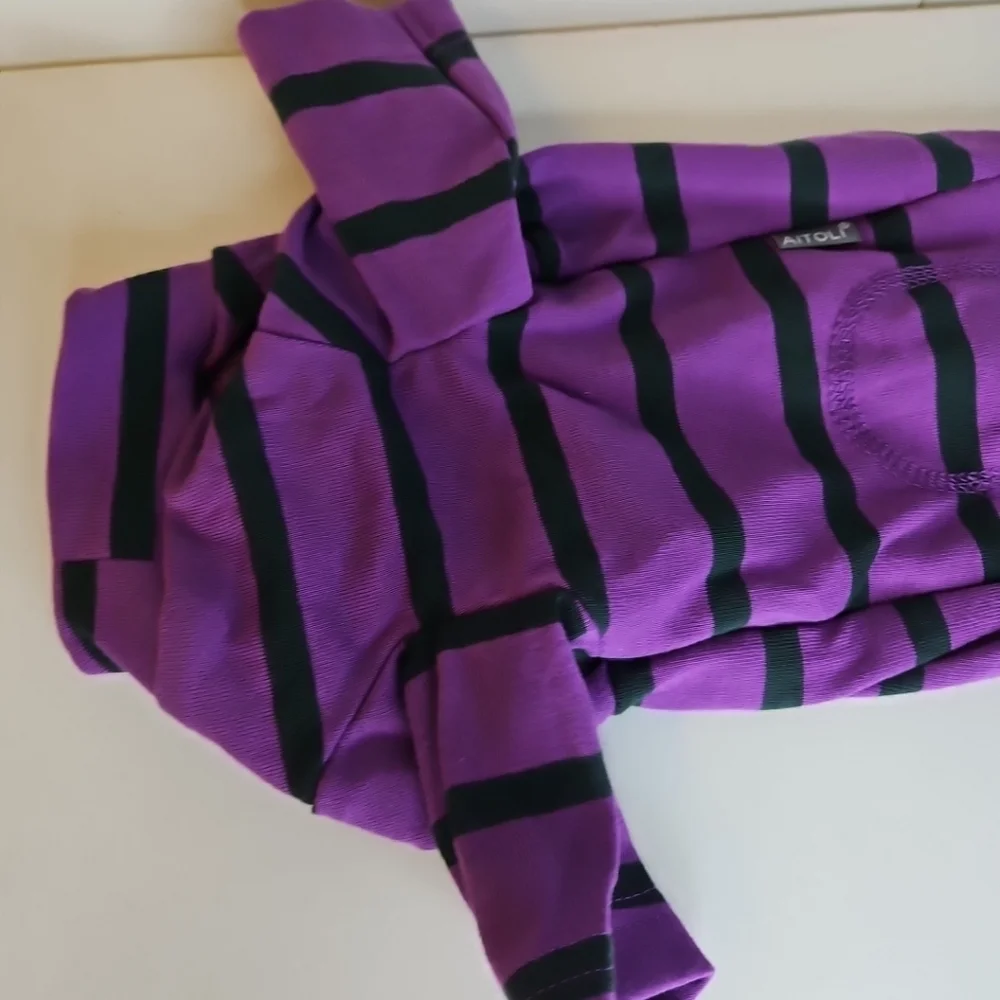 🎁 Purple and Black Striped Puppy Cloth Costume